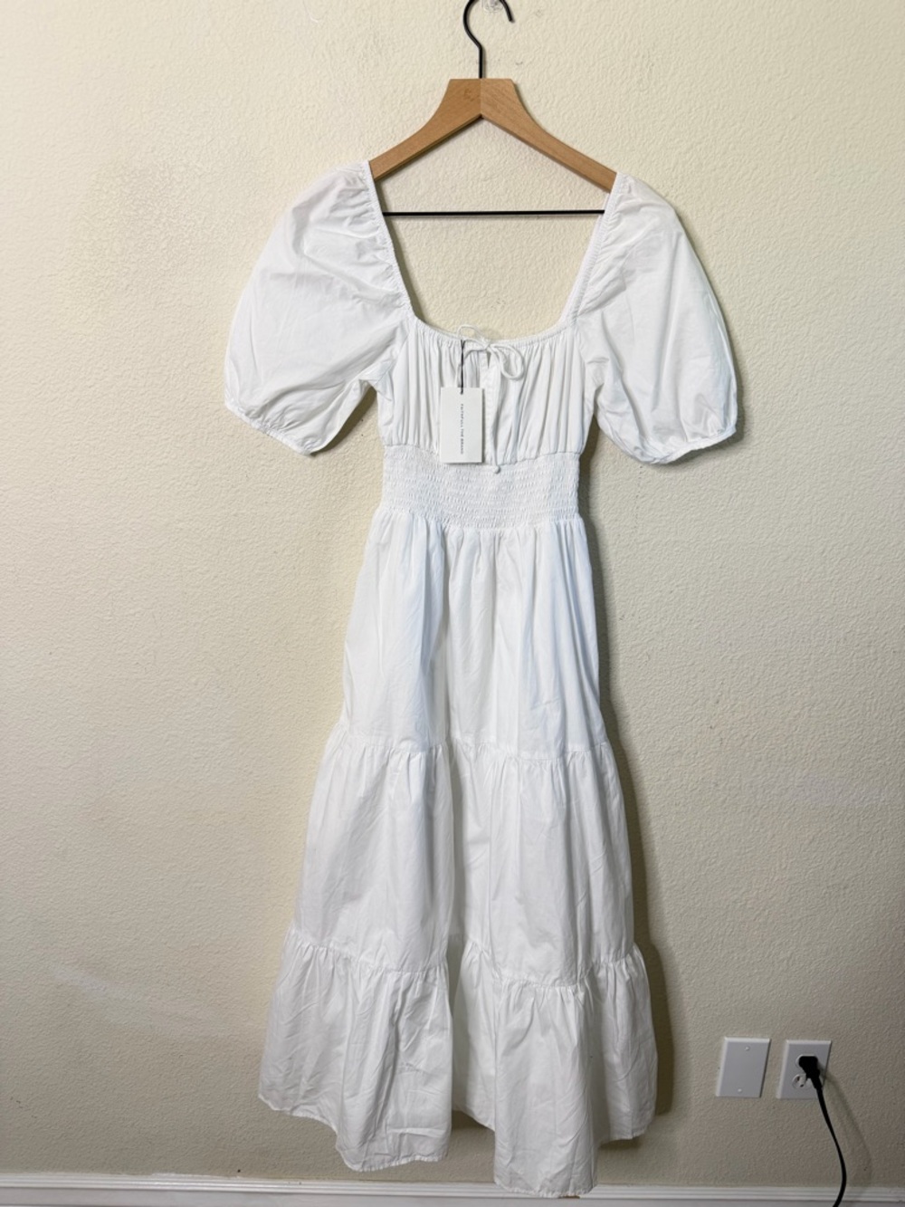 NWT Faithfull The Brand Kiona White Midi Dress Tiered Poplin Womens Size 4 / S - Picture 9 of 12
